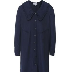 Ganni Ripstop Oversized Navy Shirtdress